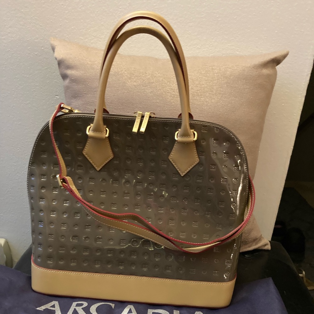 Arcadia Taupe Domed Satchel
